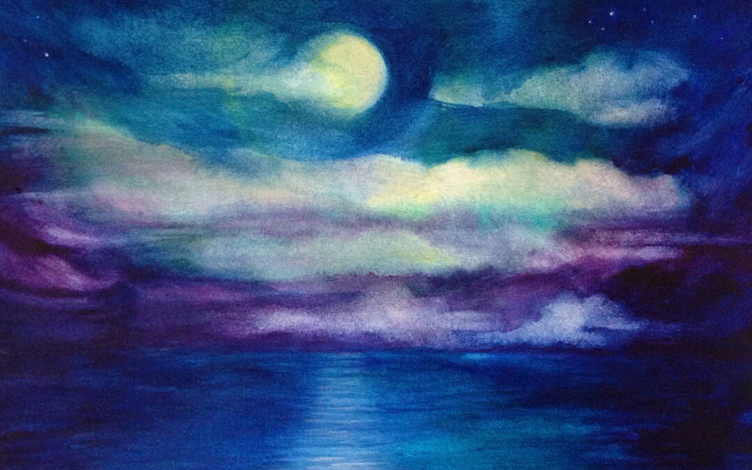 The Watery Moon after the Rain   Watercolor 29x29cm 2021